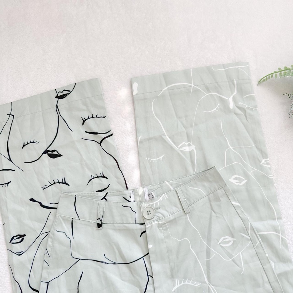 Princess Polly Abstract Line Art Light Sage Pants Set